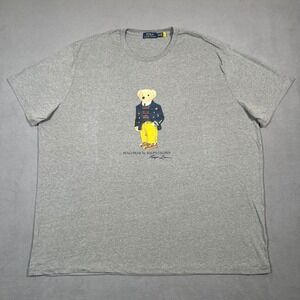 Polo Ralph Lauren Polo Bear T Shirt Mens 3XB Big 3X Gray Oxford Preppy Graphic